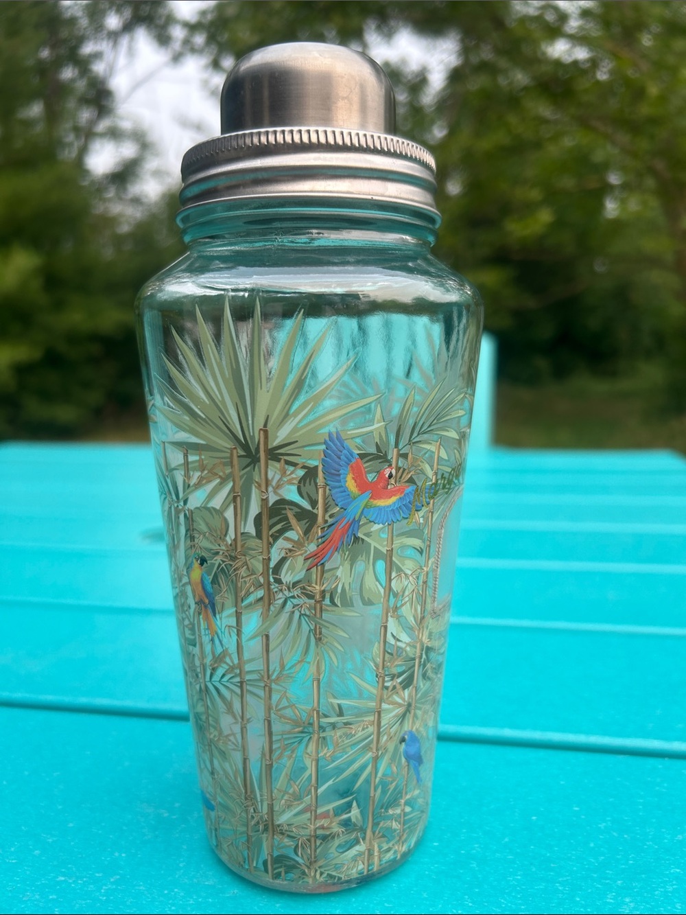 MARGARITAVILLE SHAKER- Tropical  Parrot Glass Cocktail Shaker -